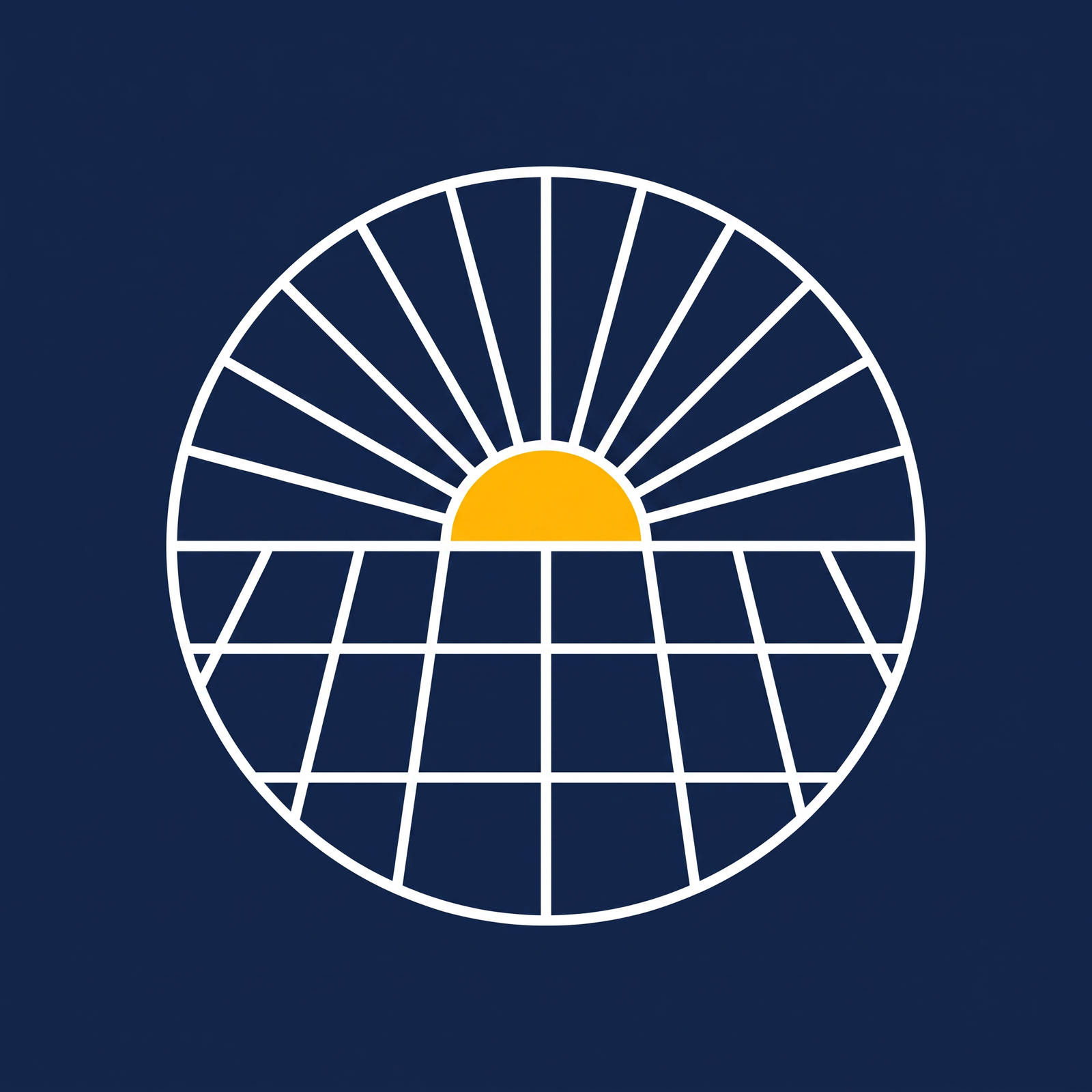 Logo de Excedentes Solares: sol amarillo sobre placas solares en un círculo